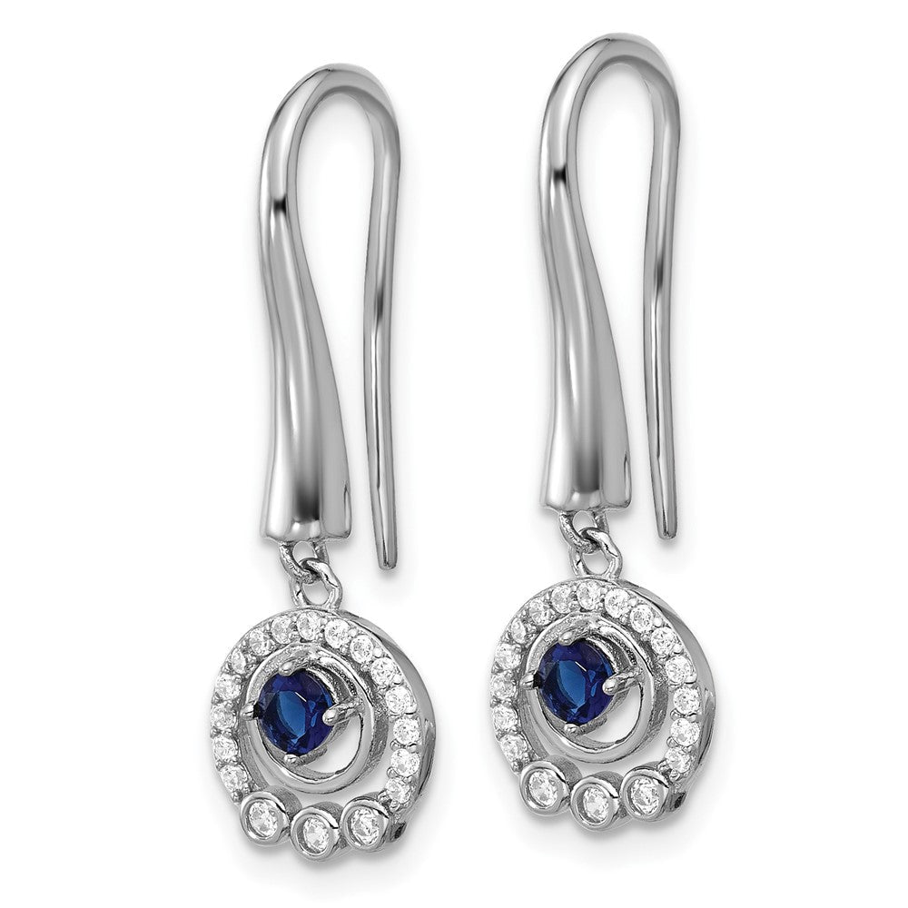 Sterlingsilber Cheryl M Rhodiniert Poliert Zirkonia & Blau Glas Ohrhänger