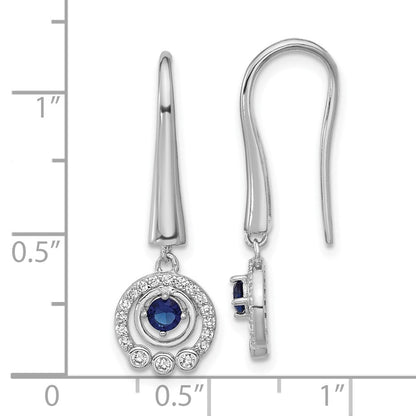 Sterlingsilber Cheryl M Rhodiniert Poliert Zirkonia & Blau Glas Ohrhänger