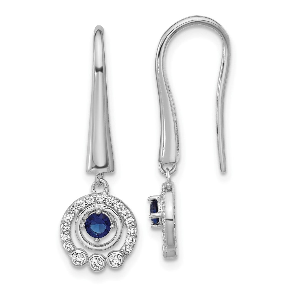 Sterlingsilber Cheryl M Rhodiniert Poliert Zirkonia & Blau Glas Ohrhänger