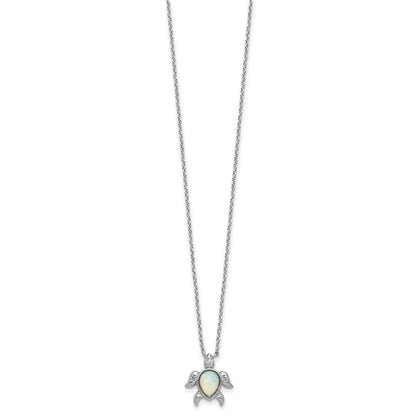 Sterlingsilber Cheryl M Rhodiniert Cr. Opal & Zirkonia Schildkröte Halskette