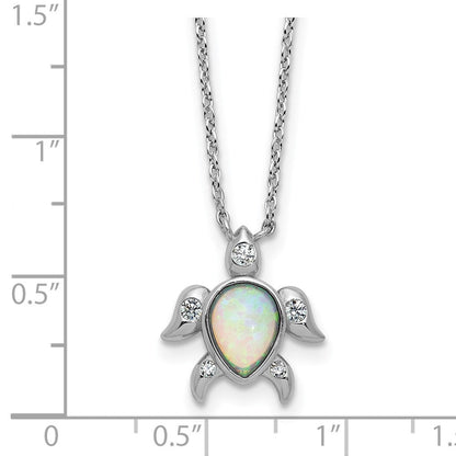 Sterlingsilber Cheryl M Rhodiniert Cr. Opal & Zirkonia Schildkröte Halskette