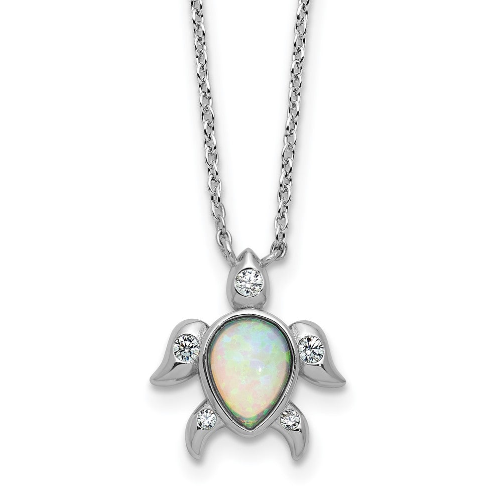 Sterlingsilber Cheryl M Rhodiniert Cr. Opal & Zirkonia Schildkröte Halskette