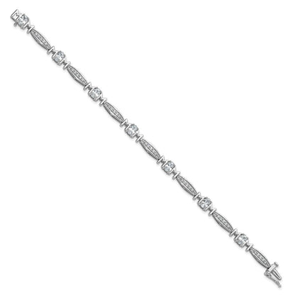 Sterlingsilber Cheryl M Rhodiniert Zirkonia Mama mit Sicherheits Verschluss Armband