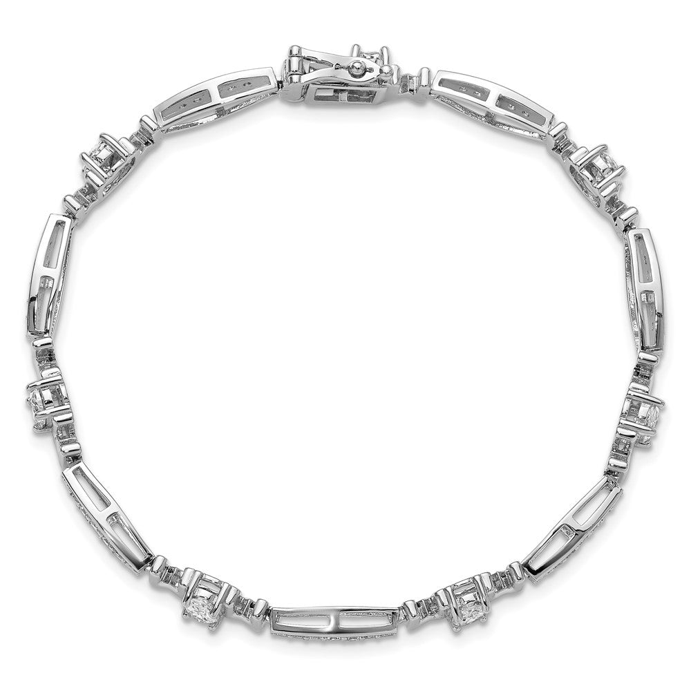Sterlingsilber Cheryl M Rhodiniert Zirkonia Mama mit Sicherheits Verschluss Armband