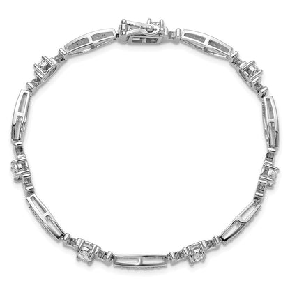Sterlingsilber Cheryl M Rhodiniert Zirkonia Mama mit Sicherheits Verschluss Armband
