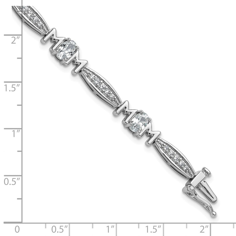 Sterlingsilber Cheryl M Rhodiniert Zirkonia Mama mit Sicherheits Verschluss Armband