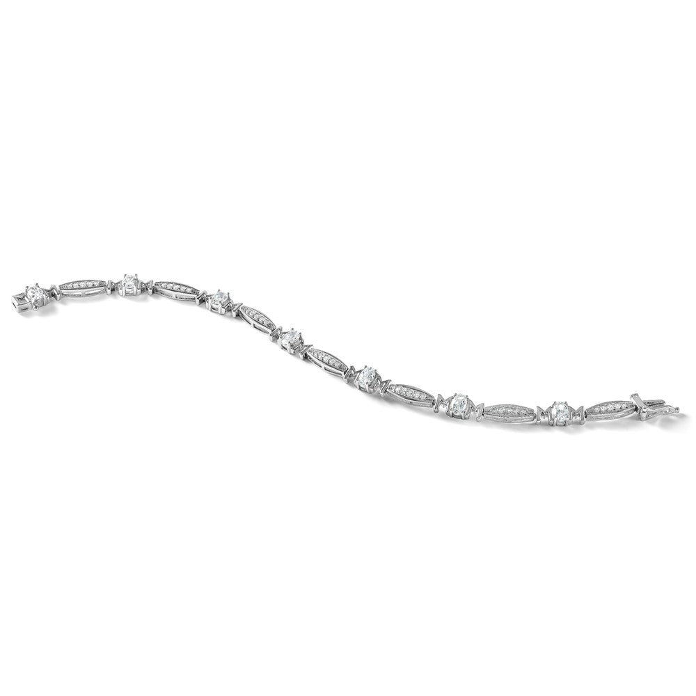 Sterlingsilber Cheryl M Rhodiniert Zirkonia Mama mit Sicherheits Verschluss Armband
