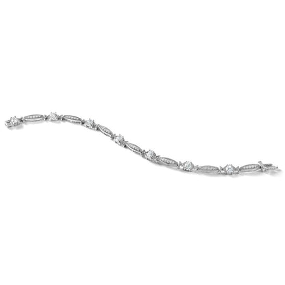 Sterlingsilber Cheryl M Rhodiniert Zirkonia Mama mit Sicherheits Verschluss Armband
