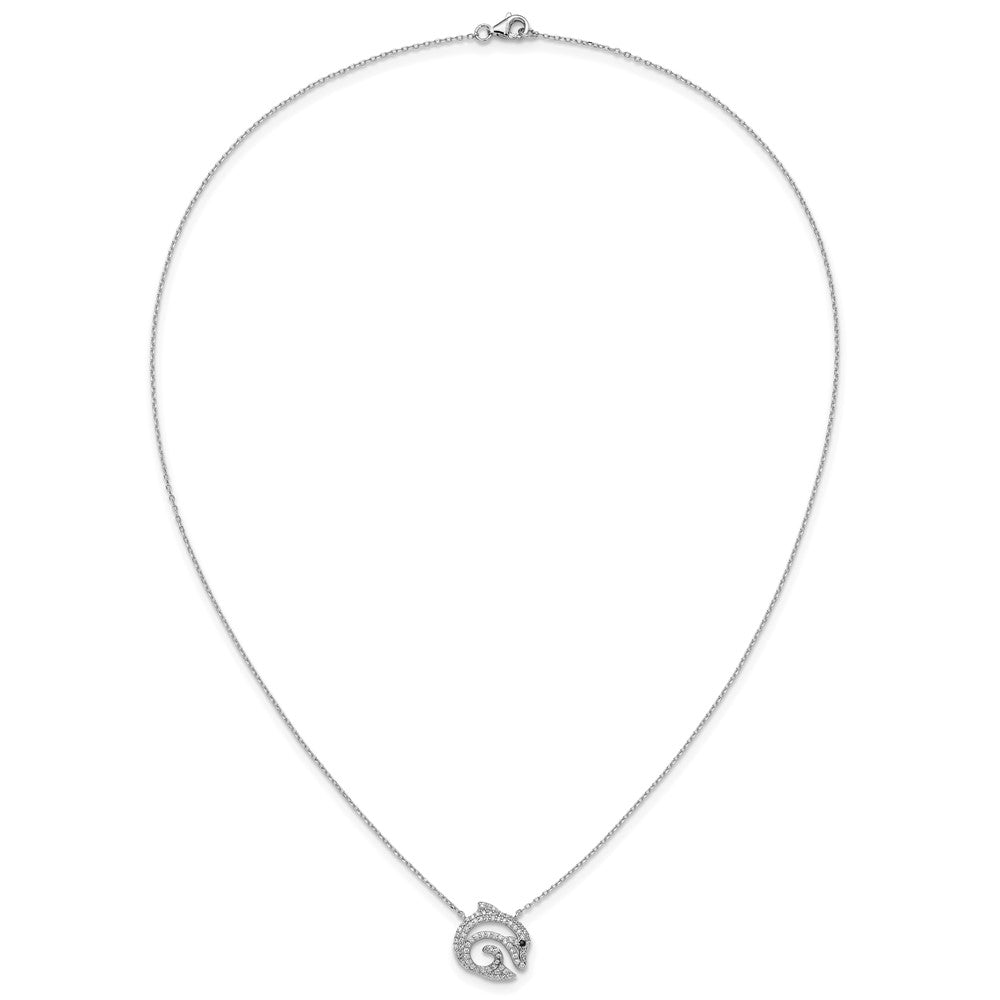 Sterlingsilber Cheryl M Rhodiniert Schwarz & Weiß Zirkonia Delfin Halskette