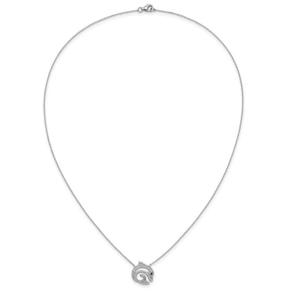 Sterlingsilber Cheryl M Rhodiniert Schwarz & Weiß Zirkonia Delfin Halskette