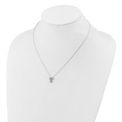 Sterlingsilber Cheryl M Rhodiniert Schwarz & Weiß Zirkonia Katze Halskette