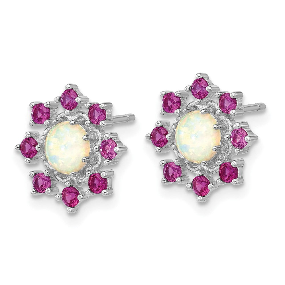 Sterlingsilber Cheryl M Rhodiniert Cr. Opal & Rosa Kristall Blume Ohrstecker