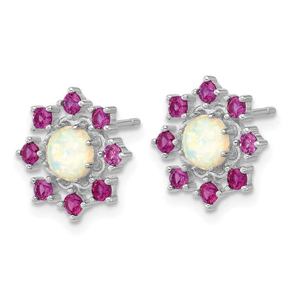 Sterlingsilber Cheryl M Rhodiniert Cr. Opal & Rosa Kristall Blume Ohrstecker