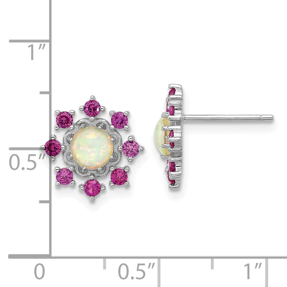 Sterlingsilber Cheryl M Rhodiniert Cr. Opal & Rosa Kristall Blume Ohrstecker