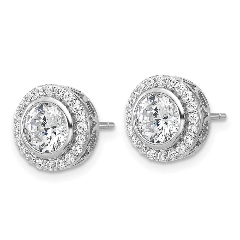 Sterlingsilber Cheryl M Rhodiniert Zirkonia Heiligenschein Ohrstecker