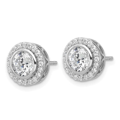Sterlingsilber Cheryl M Rhodiniert Zirkonia Heiligenschein Ohrstecker