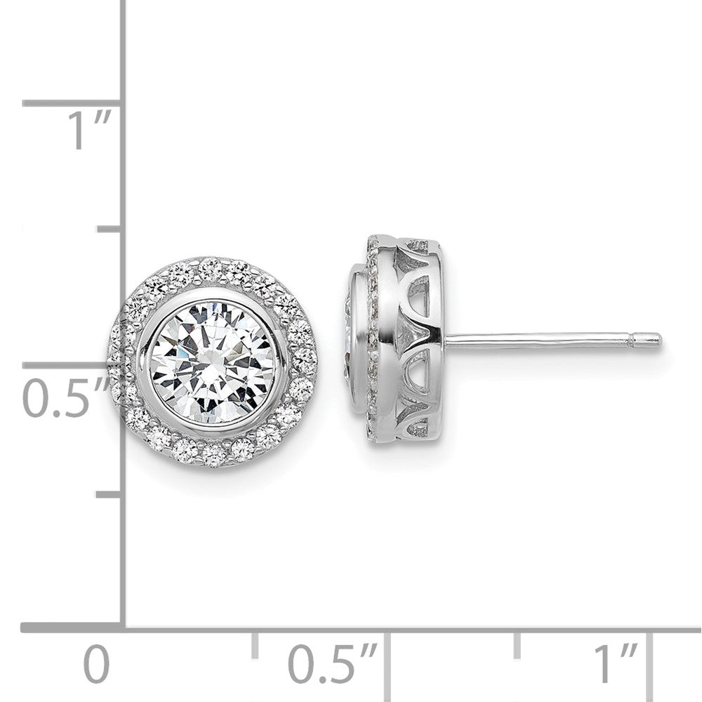 Sterlingsilber Cheryl M Rhodiniert Zirkonia Heiligenschein Ohrstecker