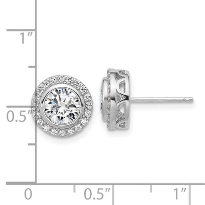 Sterlingsilber Cheryl M Rhodiniert Zirkonia Heiligenschein Ohrstecker