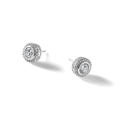 Sterlingsilber Cheryl M Rhodiniert Zirkonia Heiligenschein Ohrstecker