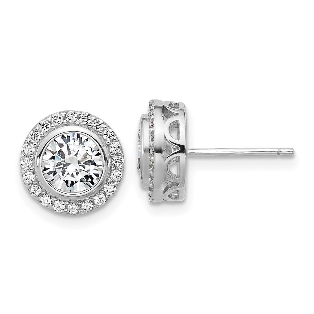 Sterlingsilber Cheryl M Rhodiniert Zirkonia Heiligenschein Ohrstecker