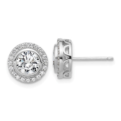Sterlingsilber Cheryl M Rhodiniert Zirkonia Heiligenschein Ohrstecker