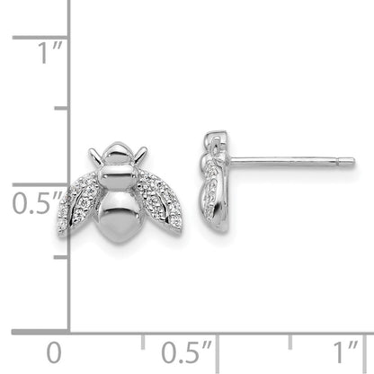 Sterlingsilber Cheryl M Rhodiniert Poliert Zirkonia Biene Ohrstecker
