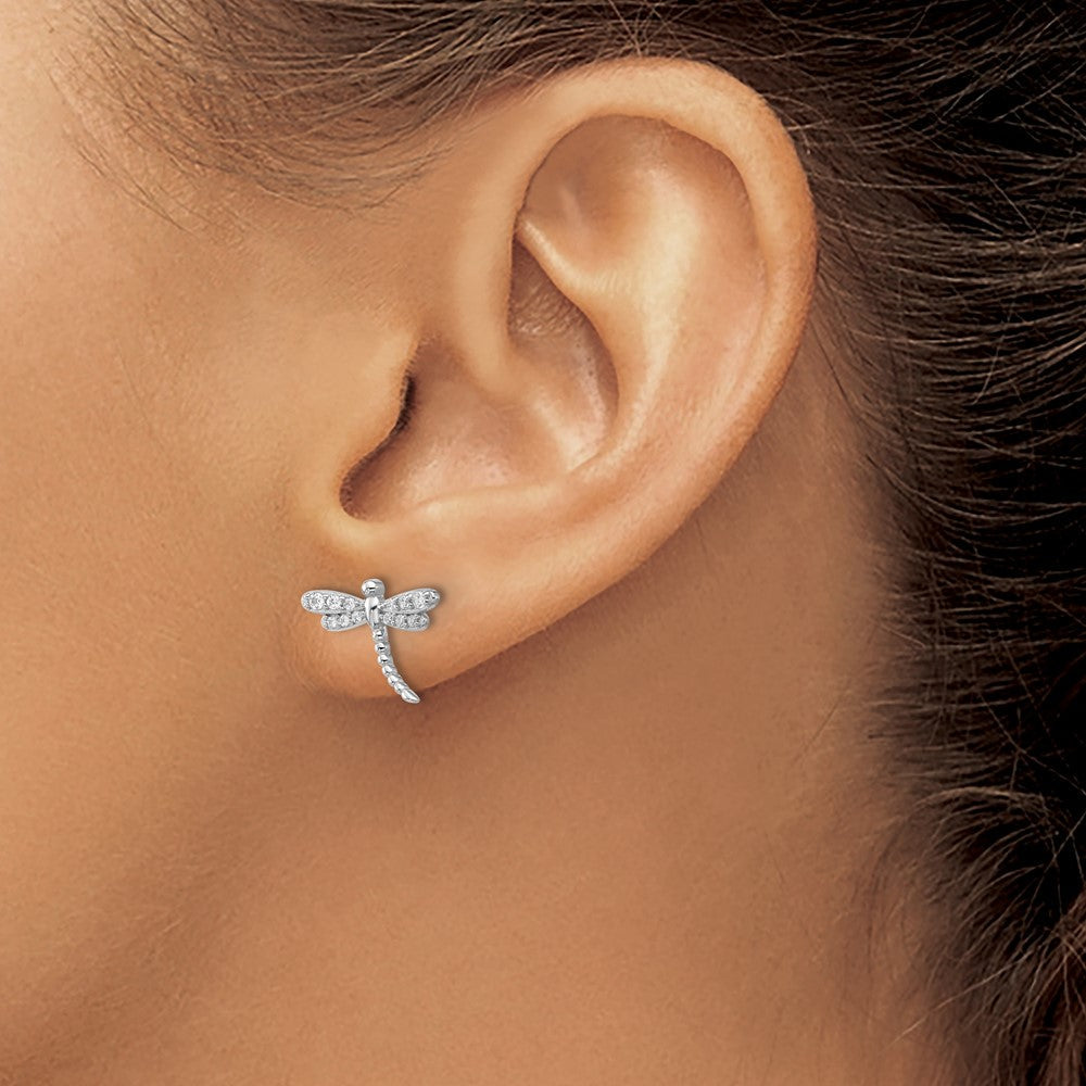 Sterlingsilber Cheryl M Rhodiniert Poliert Zirkonia Libelle Ohrstecker