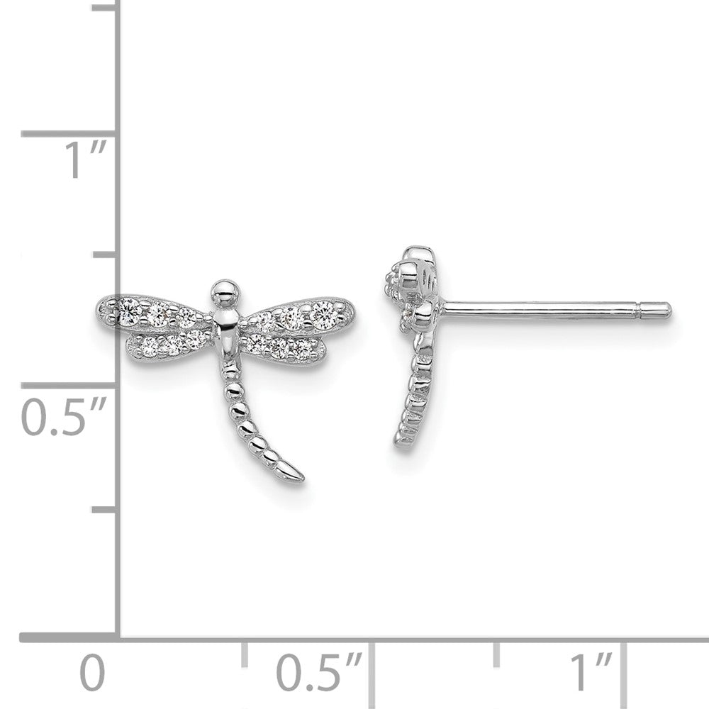 Sterlingsilber Cheryl M Rhodiniert Poliert Zirkonia Libelle Ohrstecker
