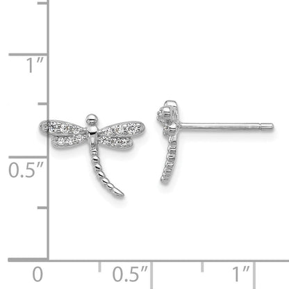 Sterlingsilber Cheryl M Rhodiniert Poliert Zirkonia Libelle Ohrstecker