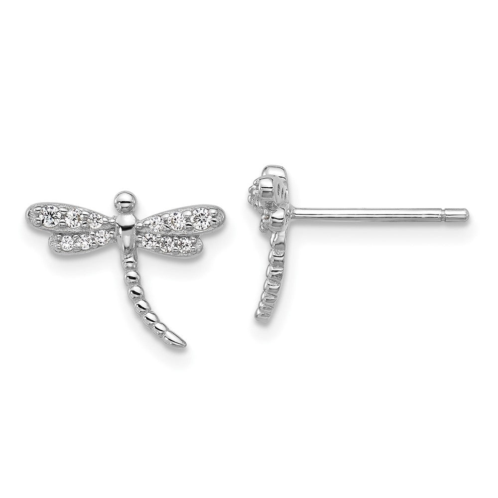 Sterlingsilber Cheryl M Rhodiniert Poliert Zirkonia Libelle Ohrstecker