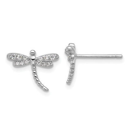 Sterlingsilber Cheryl M Rhodiniert Poliert Zirkonia Libelle Ohrstecker