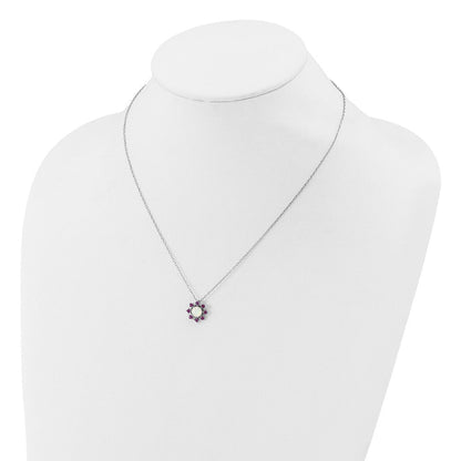 Sterlingsilber Cheryl M Rhodiniert Cr. Opal & Rosa Kristall Blume Halskette