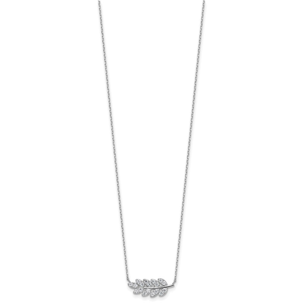 Sterlingsilber Cheryl M Rhodiniert Poliert Zirkonia Blatt Halskette