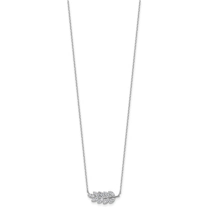 Sterlingsilber Cheryl M Rhodiniert Poliert Zirkonia Blatt Halskette