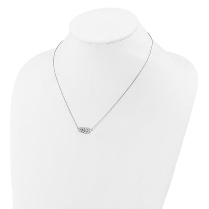 Sterlingsilber Cheryl M Rhodiniert Poliert Zirkonia Blatt Halskette
