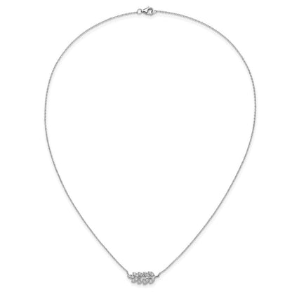 Sterlingsilber Cheryl M Rhodiniert Poliert Zirkonia Blatt Halskette