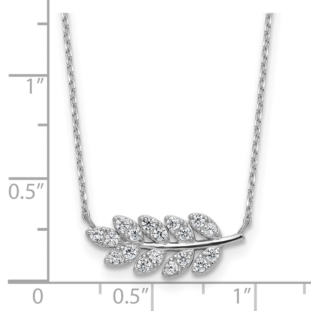 Sterlingsilber Cheryl M Rhodiniert Poliert Zirkonia Blatt Halskette