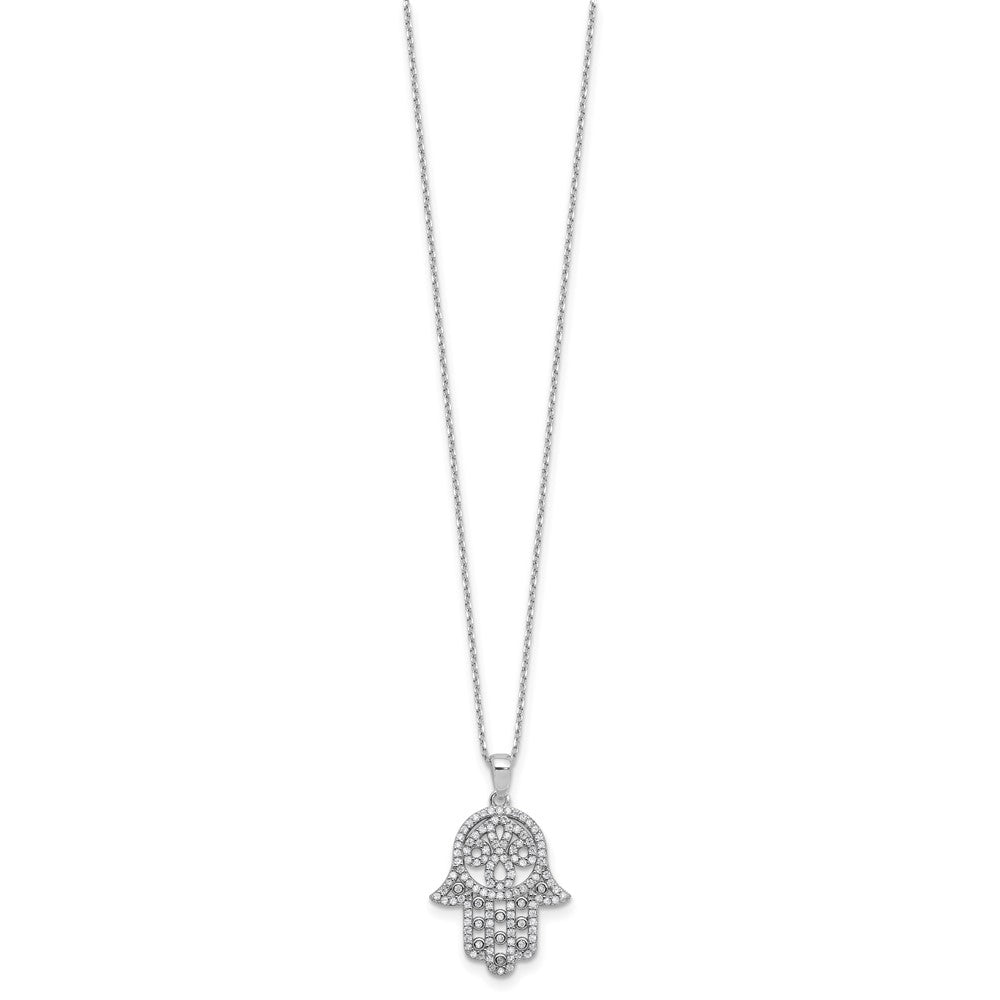 Sterlingsilber Cheryl M Rhodiniert Poliert Zirkonia Hamsa Halskette