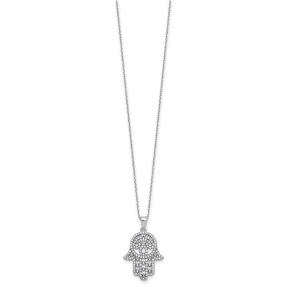 Sterlingsilber Cheryl M Rhodiniert Poliert Zirkonia Hamsa Halskette