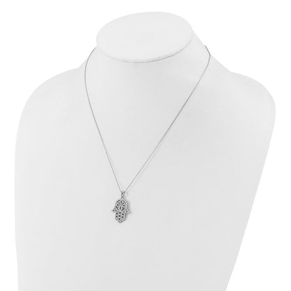 Sterlingsilber Cheryl M Rhodiniert Poliert Zirkonia Hamsa Halskette