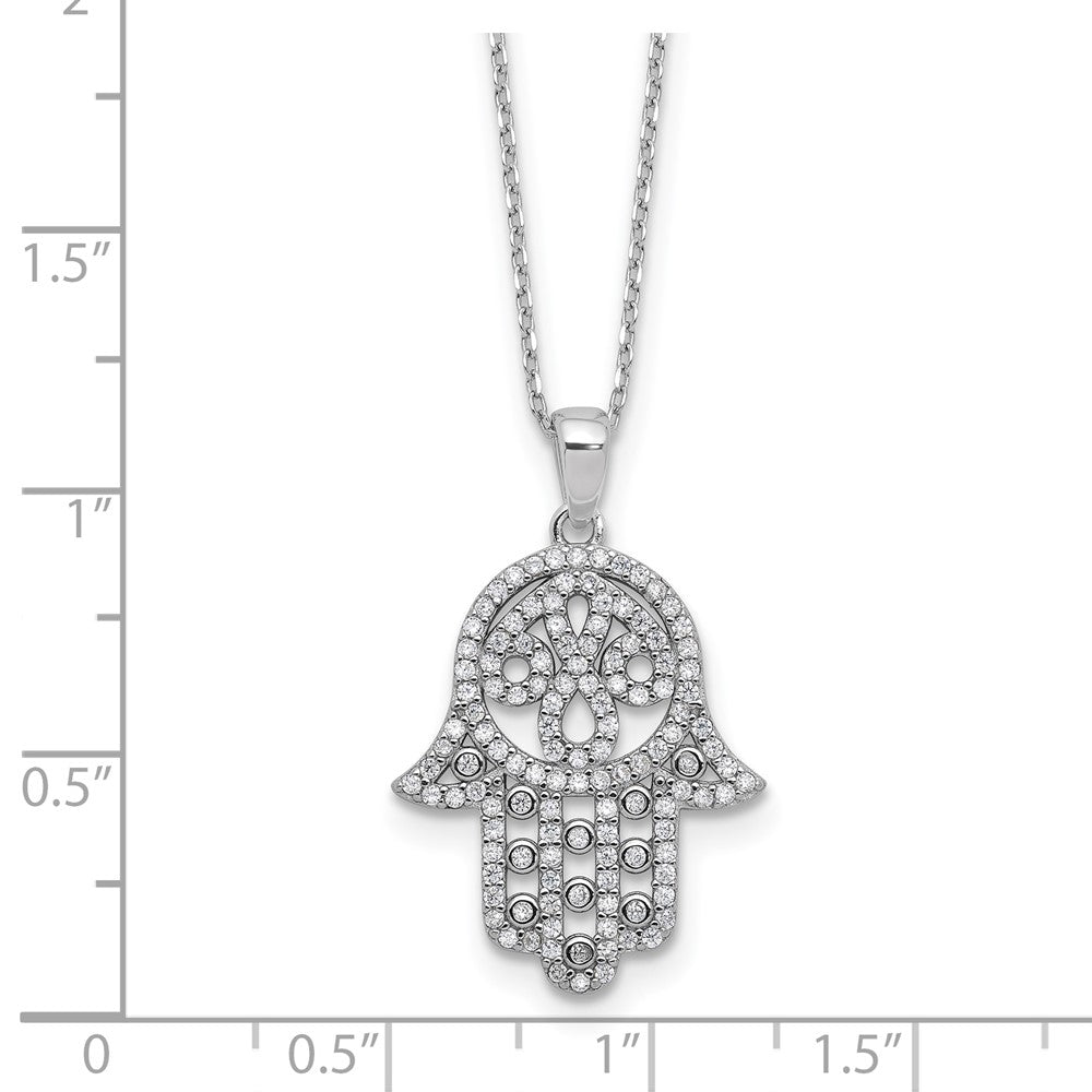 Sterlingsilber Cheryl M Rhodiniert Poliert Zirkonia Hamsa Halskette