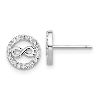 Sterlingsilber Cheryl M Rhodiniert Zirkonia Unendlichkeit Kreis Halskette/ Ohrstecker Set