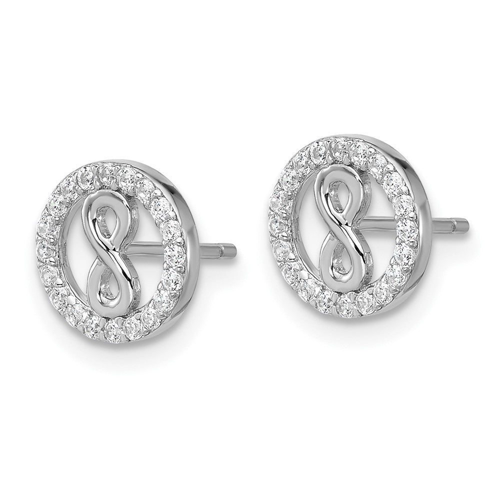 Sterlingsilber Cheryl M Rhodiniert Zirkonia Unendlichkeit Kreis Halskette/ Ohrstecker Set