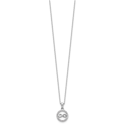 Sterlingsilber Cheryl M Rhodiniert Zirkonia Unendlichkeit Kreis Halskette/ Ohrstecker Set