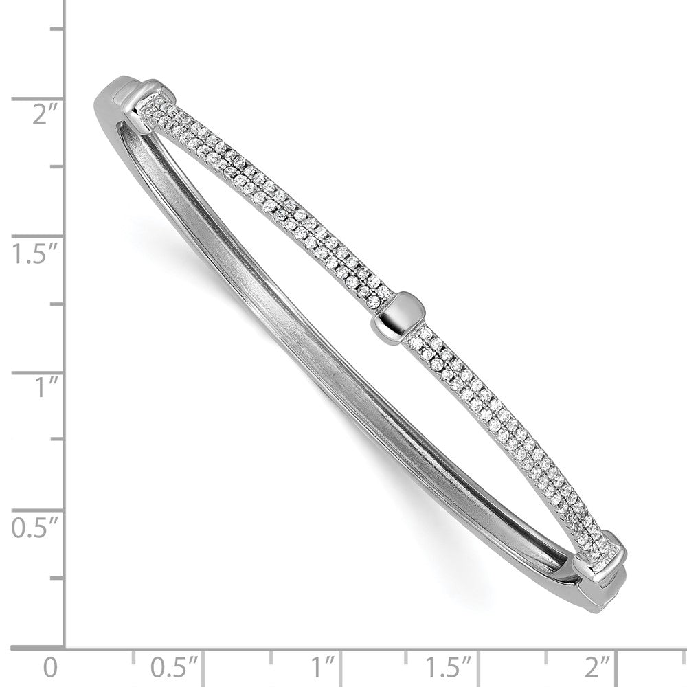 Sterlingsilber Cheryl M Rhodiniert Poliert Zirkonia Klappbar Armreif