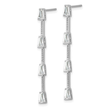 Sterlingsilber Cheryl M Rhodiniert Poliert Gekugelt Zirkonia Stecker Ohrhänger