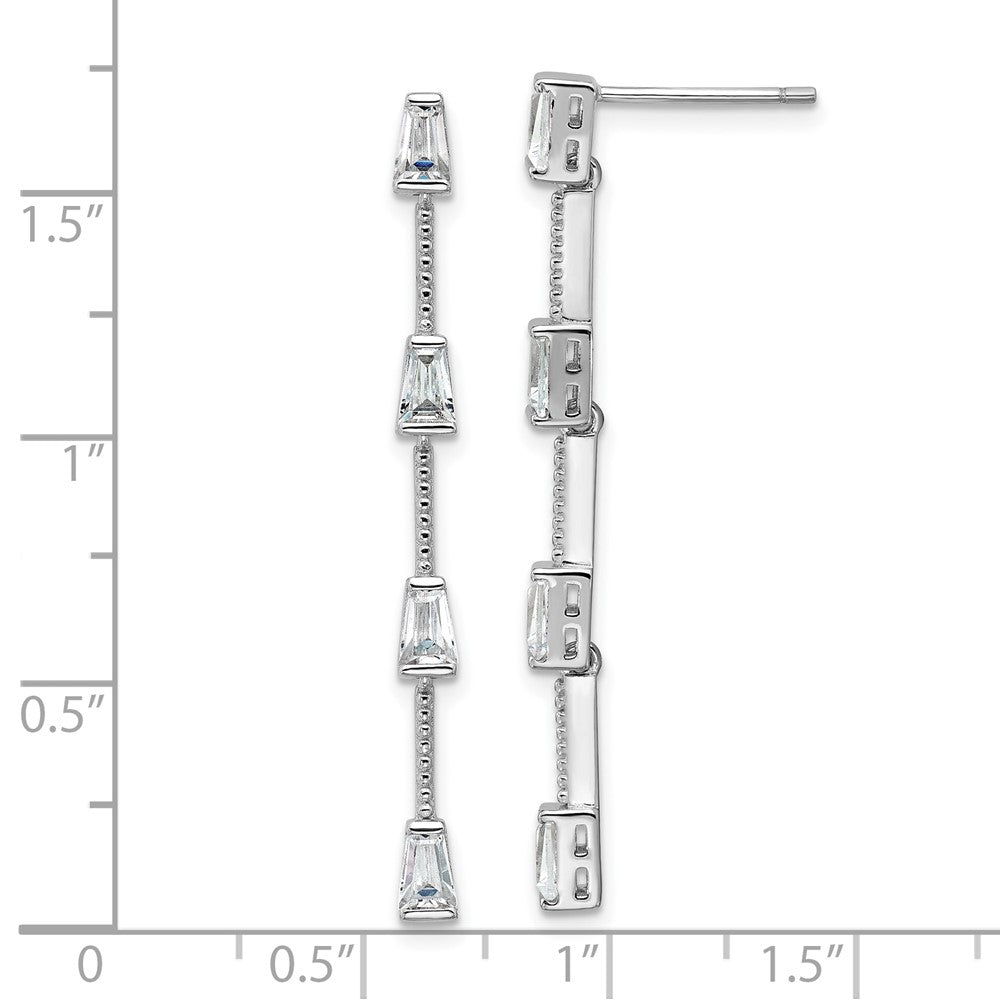 Sterlingsilber Cheryl M Rhodiniert Poliert Gekugelt Zirkonia Stecker Ohrhänger