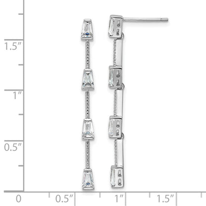 Sterlingsilber Cheryl M Rhodiniert Poliert Gekugelt Zirkonia Stecker Ohrhänger