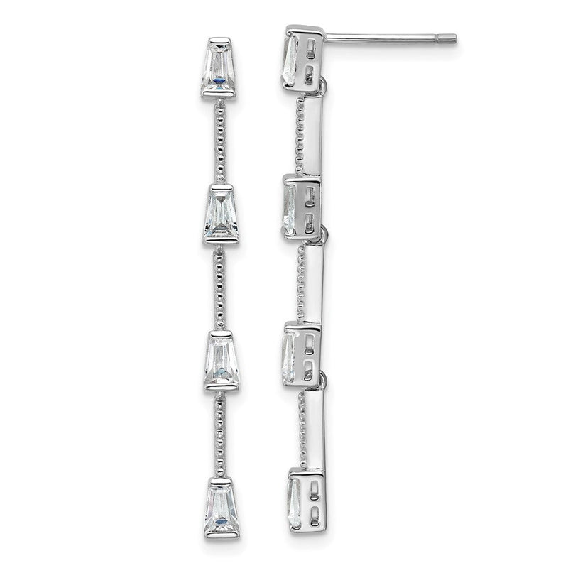 Sterlingsilber Cheryl M Rhodiniert Poliert Gekugelt Zirkonia Stecker Ohrhänger