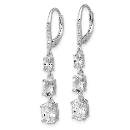 Sterlingsilber Cheryl M Rhodiniert Oval Zirkonia Brisur Ohrhänger